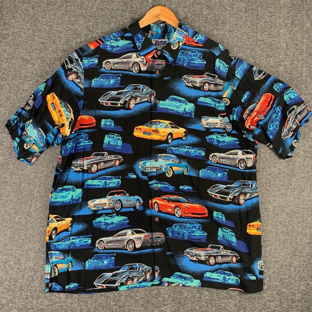 Vintage Reyn Spooner Shirt Men 2XL Chevrolet Corvette Art of Eddy AOP